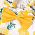 Baby Girl Bow Front Allover Pineapple Print Ruffle Trim Tank Top Color block