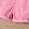 100% Baumwolle Baby Mädchen Reverskragen mit Gürtel rosa Denim Tank Strampler rosa