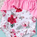 Baby Girl Ruffle Trim Spliced Floral Print One-Piece Swimsuit ColorBlock