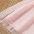 Toddler Girl Textured Mesh Design Short-sleeve Pink Dress pink