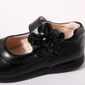 Toddler / Kid Flower Decor Black Flats Mary Jane Shoes Black