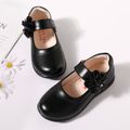 Toddler / Kid Flower Decor Black Flats Mary Jane Shoes Black image 2