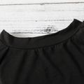 2pcs Toddler Girl Off Shoulder Short-sleeve Black Tee and Leopard Print Bowknot Design Suspender Skirt Set Black