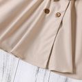 Toddler Girl Lapel Collar Ruffled Double Breasted Belted Coats BROWN