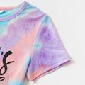 Letter Print Tie Dye Textured Short-sleeve T-shirts for Mom and Me Colorful