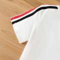 2pcs Kid Girl Striped Short-sleeve Tee and Letter Print Shorts Sporty Set White