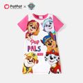 PAW Patrol Toddler Girl Letter Print Colorblock Short-sleeve Cotton Dress PinkyWhite image 1