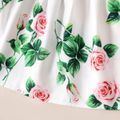 Baby Girl Button Front Rib Knit Spliced Floral Print Cami Dress GrayGreen image 5