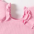 Baby Girl Solid Rib Knit Layered Ruffle Trim Tank Crop Top Pink