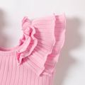 Baby Mädchen solide Rippstrick geschichtet Rüschenbesatz Tank Crop Top rosa
