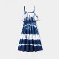Family Matching Blue Tie Dye Flounce Cami Dresses and Short-sleeve Shirts Sets Blue image 5