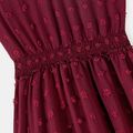 Family Matching Solid Swiss Dot Frill Trim Flutter-sleeve Dresses and Colorblock Short-sleeve T-shirts Sets Burgundy image 4