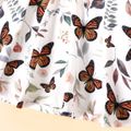 2pcs Baby Girl Allover Butterfly Print Tank Dresses and Button Front Rib Knit Long-sleeve Cardigan Set Brown