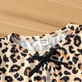2pcs Kid Girl Butterfly Print Sleeveless Black Dress and Leopard Print Long-sleeve Cardigan Set BrownishBlack