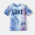 Letter Print Tie Dye Round Neck Short-sleeve T-shirts for Mom and Me Colorful image 2