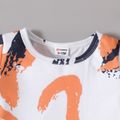 2pcs Baby Boy Graffiti Print Short-sleeve T-shirt and Solid Shorts Set Orange