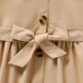 Kid Girl Lapel Collar Button Design Belted Ruffle-sleeve Khaki Coat Khaki image 3