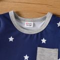 Baby Boy Allover Stars Print Round Neck  Short-sleeve T-shirt Deep Blue