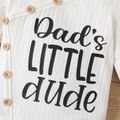 Baby Boy Button Front Letter Print Rib Knit Long-sleeve Romper White image 4