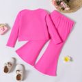 2pcs Toddler Girl Twist Knot Long-sleeve Pink Tee and Flared Pants Set Roseo