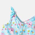 Peppa Pig Toddler Girl Allover Print Ruffled Button Bows Design Sleeveless Rompers Light Blue