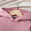 2pcs Toddler Girl Cable Knit Textured Hooded Sweatshirt and Pink Skirt Set Pink