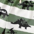 Baby Boy Allover Dinosaur Print Striped Rib Knit Shorts GrassGreen image 3