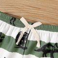 Baby Boy Allover Dinosaur Print Striped Rib Knit Shorts GrassGreen image 2
