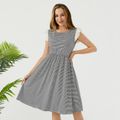 Maternity Schiffy Flutter-sleeve Stripe Dress Grey