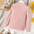 Kid Girl Basic Solid Color Mock Neck Ribbed Long-sleeve Sweater Pink image 3