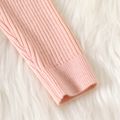 Kid Girl Basic Solid Color Mock Neck Ribbed Long-sleeve Sweater Pink
