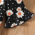 2pcs Kid Girl Floral Print Short-sleeve Tee and Belted Capri Pants Set Khaki