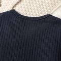 Criança Menino Botão Cor sólida Manga comprida T-shirts Azul Escuro image 5