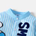 Smurfs 2pcs Toddler Boy Letter Print Stripe Long-sleeve Shirt and Straight Pants Set Light Blue