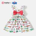 Peppa Pig Toddler Girl Fruit Allover Print Bowknot Design Ruffled Tank Dress Multi-color