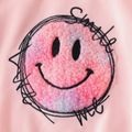 Kid Girl Emojis Embroidered Pullover Sweatshirt Pink