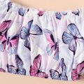 2pcs Baby Girl 100% Cotton Skirt and Allover Butterfly Print Half-sleeve Crop Top Set Purple