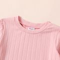 Toddler Girl Solid Color Ribbed Long-sleeve Dress Pink