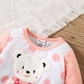 Baby Boy/Girl 95% Cotton Long-sleeve Cartoon Bear Design Polka Dots Jumpsuit Pink