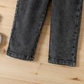 Toddler Girl Button Design Elasticized Cotton Denim Jeans Black