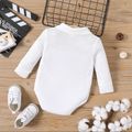 Baby Boy Button Front Solid Waffle Long-sleeve Romper White image 3