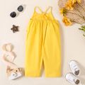 100% Cotton Baby Girl Solid Ruffle Trim Cami Jumpsuit Ginger-2 image 3