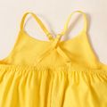 100% Cotton Baby Girl Solid Ruffle Trim Cami Jumpsuit Ginger-2 image 4
