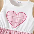 2-piece Toddler Girl Plaid Long-sleeve Coat Cardigan and Heart Sleeveless Tank Dress Set Pink