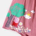 Peppa Pig Baby Girl 100% Cotton Crepe Flutter-sleeve Daisy Applique Print Romper darkpink