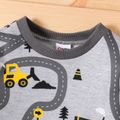 Baby Boy Allover Construction Vehicle Print Long-sleeve Pullover Sweatshirt ColorBlock