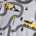 Baby Boy Allover Construction Vehicle Print Long-sleeve Pullover Sweatshirt ColorBlock