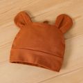 2pcs Baby Boy/Girl 95% Cotton Short-sleeve Cartoon Bear Print 3D Ears Romper with Hat Set Brown