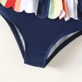 Baby Girl Striped Scallop Trim Detail One-Piece Swimsuit Tibetanblue image 4