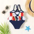 Baby Girl Striped Scallop Trim Detail One-Piece Swimsuit Tibetanblue image 2